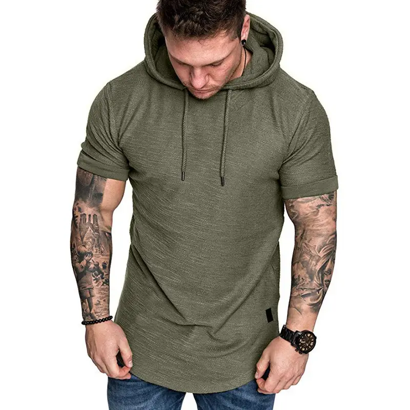 Men's Brown Hooded T-Shirt Plus Size Loose Fit - Image 4