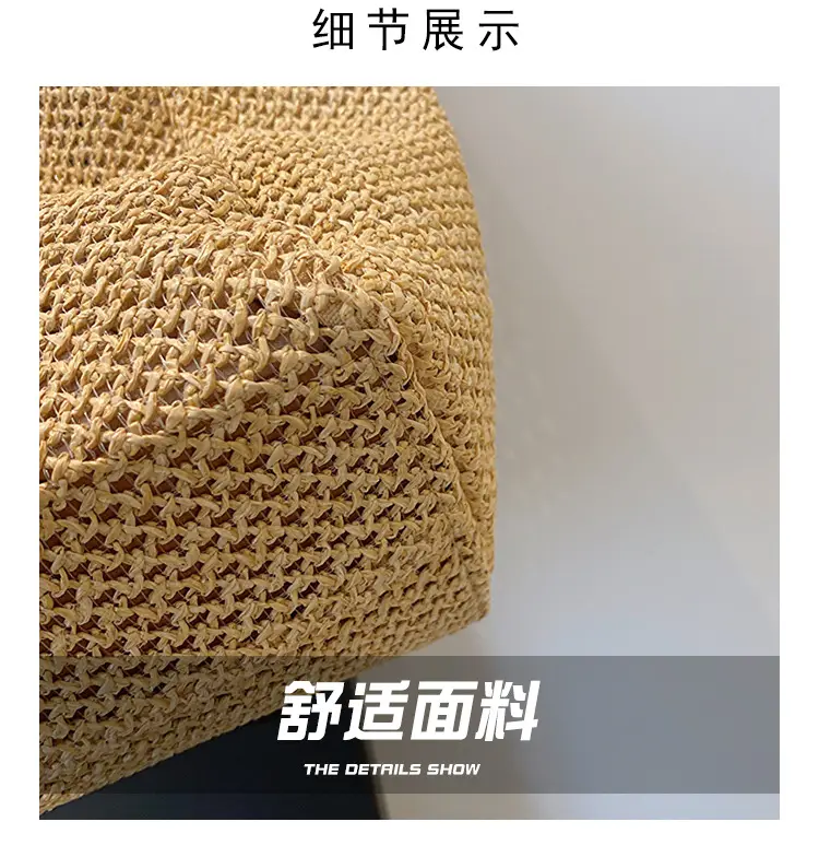 Women's Straw Woven Shoulder Bag with Logo — feature 3