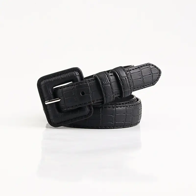 New Sweet Light Luxury Japanese Korean Women's Belt with Stone Buckle - Image 3