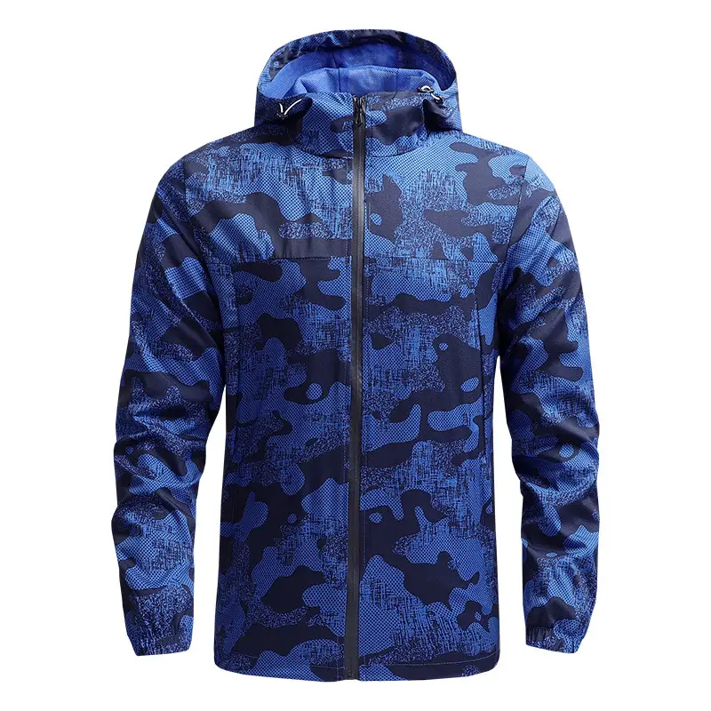 Men's Grey Camo Windbreaker Jacket Spring Autumn Casual Outdoor