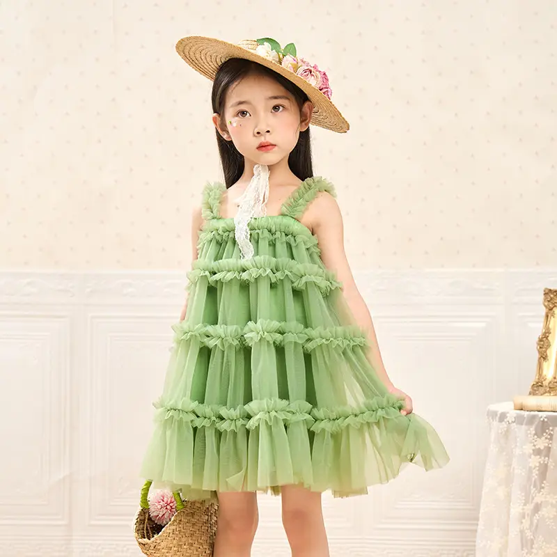 Girls' Green Tulle Tutu Skirt Princess Dress — feature 11
