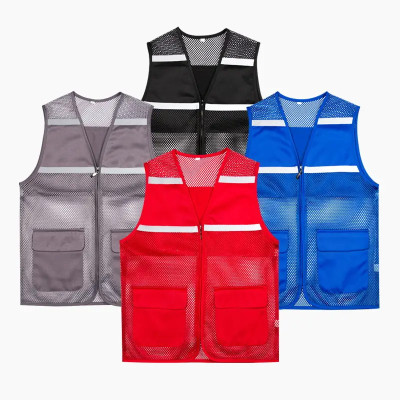 Red Mesh Reflective Vest for Summer Wear
