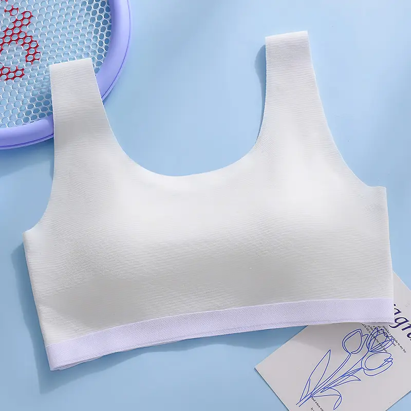 Fixed Cup Developing Girls' Underwear Thin Breathable Underwear Girls' Vest for Big Kids Junior High School Students High School Bra
