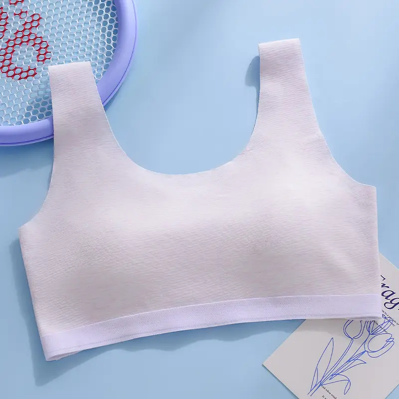 Fixed Cup Developing Girls' Underwear Thin Breathable Underwear Girls' Vest for Big Kids Junior High School Students High School Bra