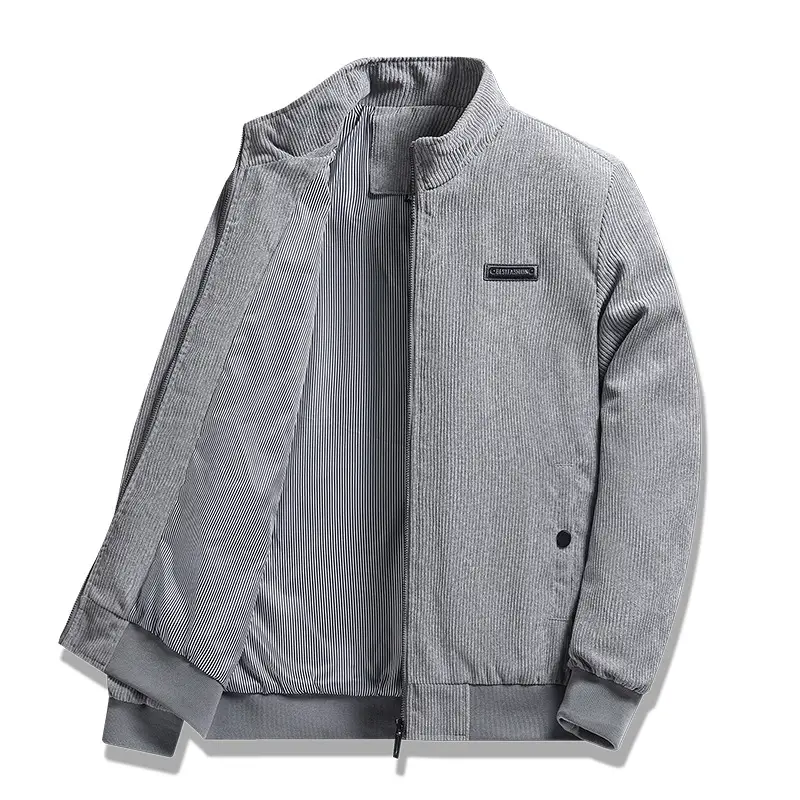 Men's Black Corduroy Jacket with Grey Interior - Image 7