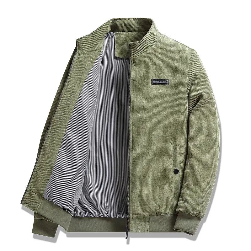 Men's Black Corduroy Jacket with Grey Interior - Image 8