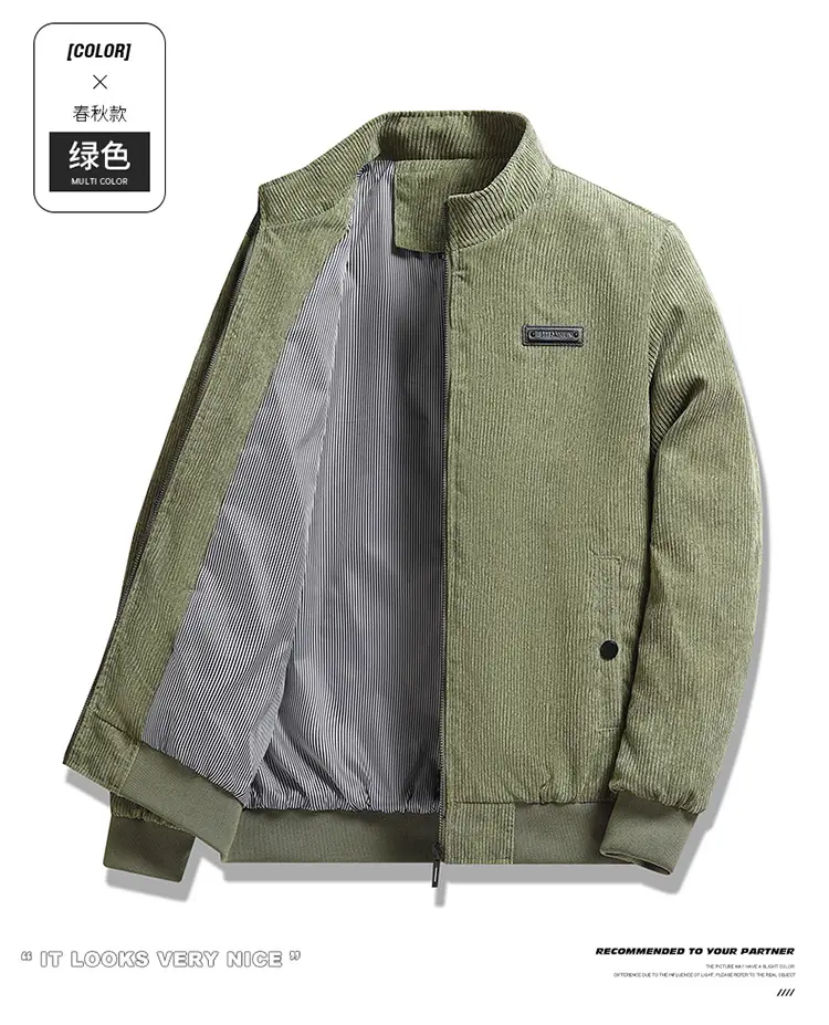 Men's Black Corduroy Jacket with Grey Interior — feature 10