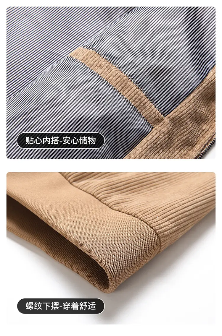 Men's Black Corduroy Jacket with Grey Interior — feature 14