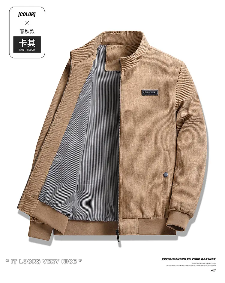 Men's Black Corduroy Jacket with Grey Interior — feature 8