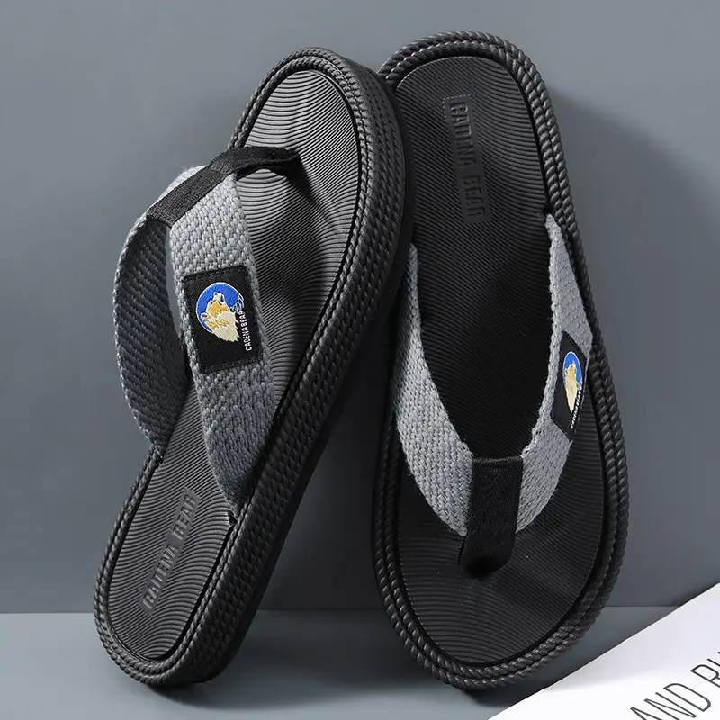 Men's Black Soft Flip-Flops with Non-Slip Grip