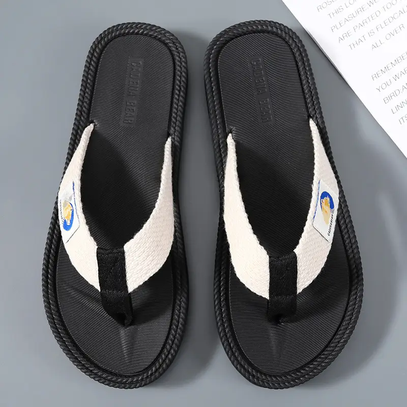 Men's Black Soft Flip-Flops with Non-Slip Grip