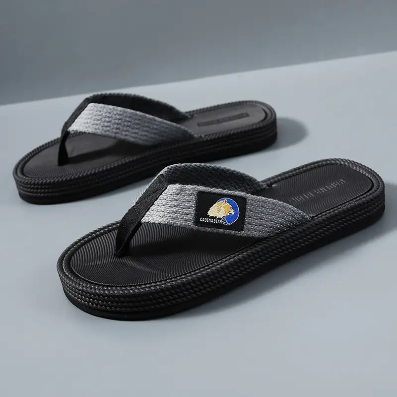 Men's Black Soft Flip-Flops with Non-Slip Grip