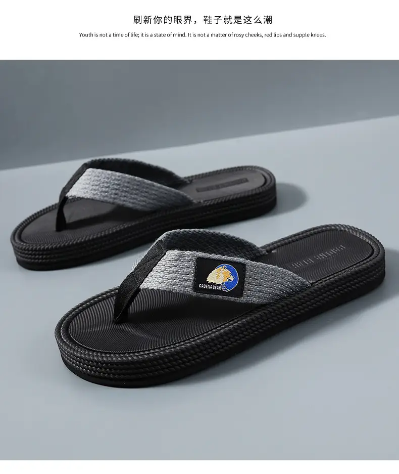 Men's Black Soft Flip-Flops with Non-Slip Grip — feature 10