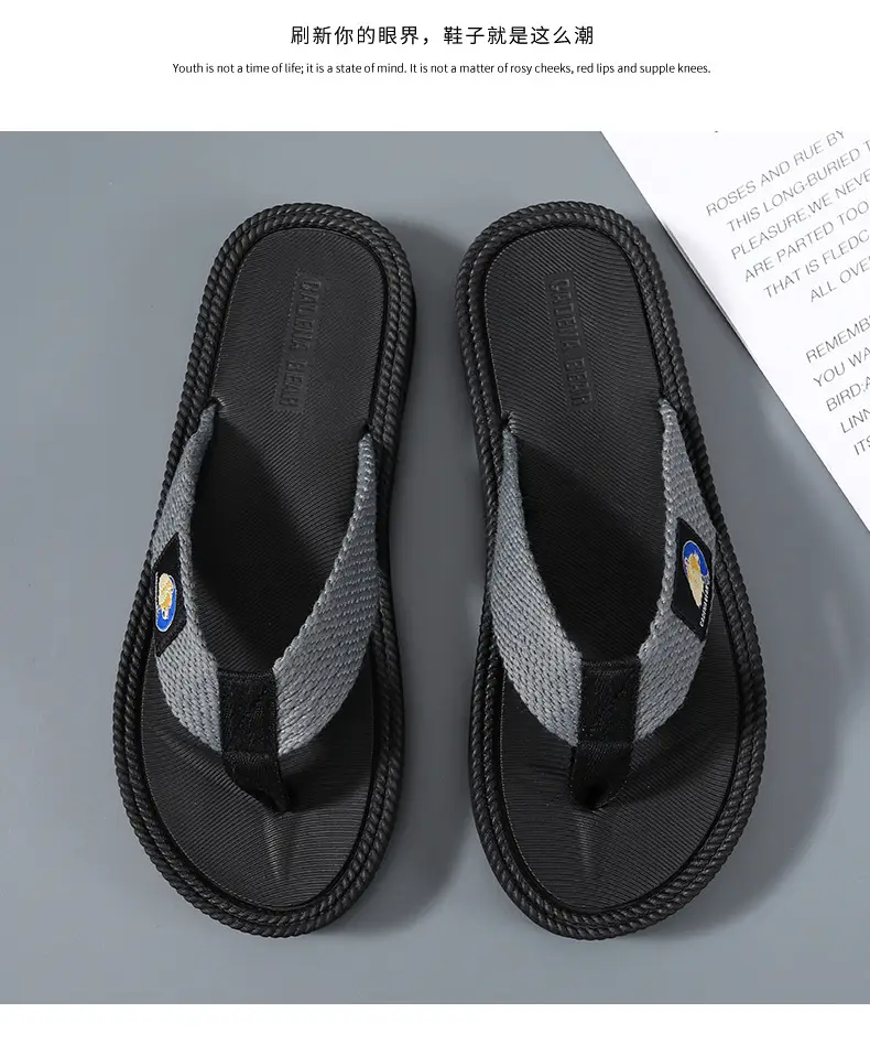 Men's Black Soft Flip-Flops with Non-Slip Grip — feature 11