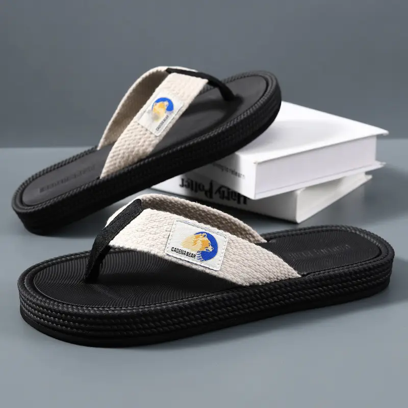 Men's Black Soft Flip-Flops with Non-Slip Grip