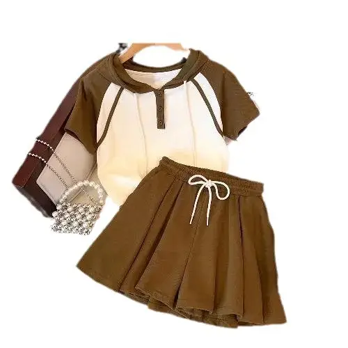Girls Summer Casual Shorts Set Pink Yellow 2025