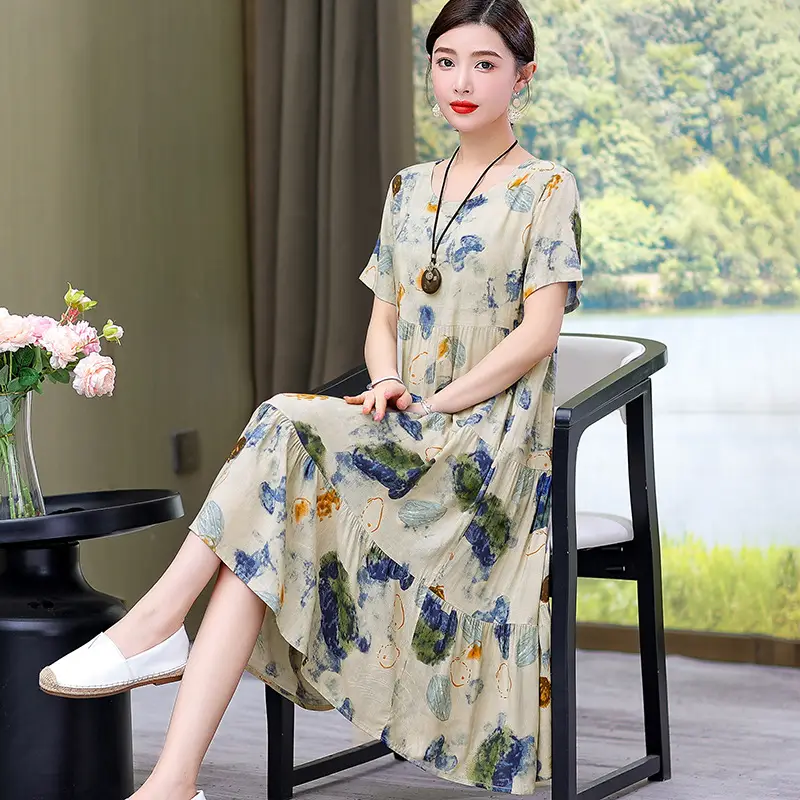 Women's Black White Polka Dot Cotton Silk Summer Dress Plus Size - Image 21