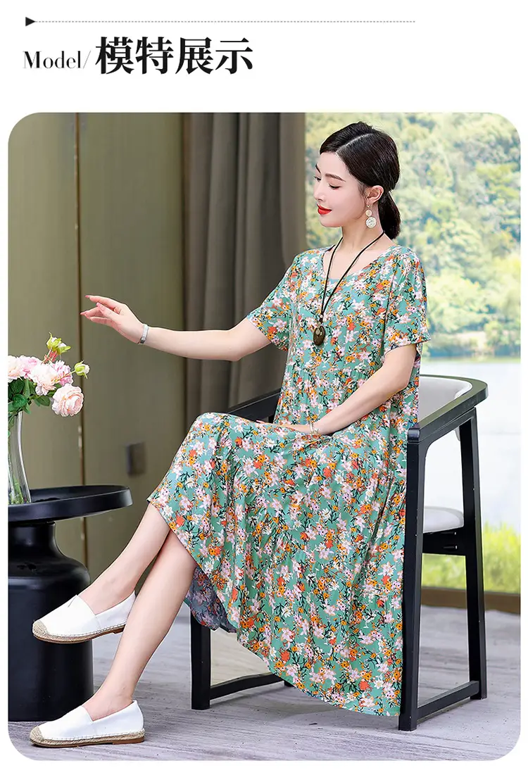 Women's Black White Polka Dot Cotton Silk Summer Dress Plus Size — feature 14