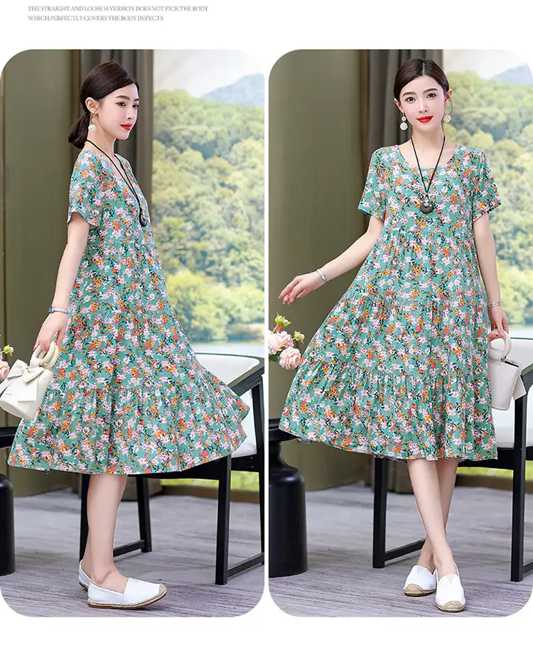 Women's Black White Polka Dot Cotton Silk Summer Dress Plus Size — feature 15