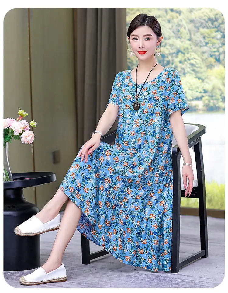Women's Black White Polka Dot Cotton Silk Summer Dress Plus Size — feature 16