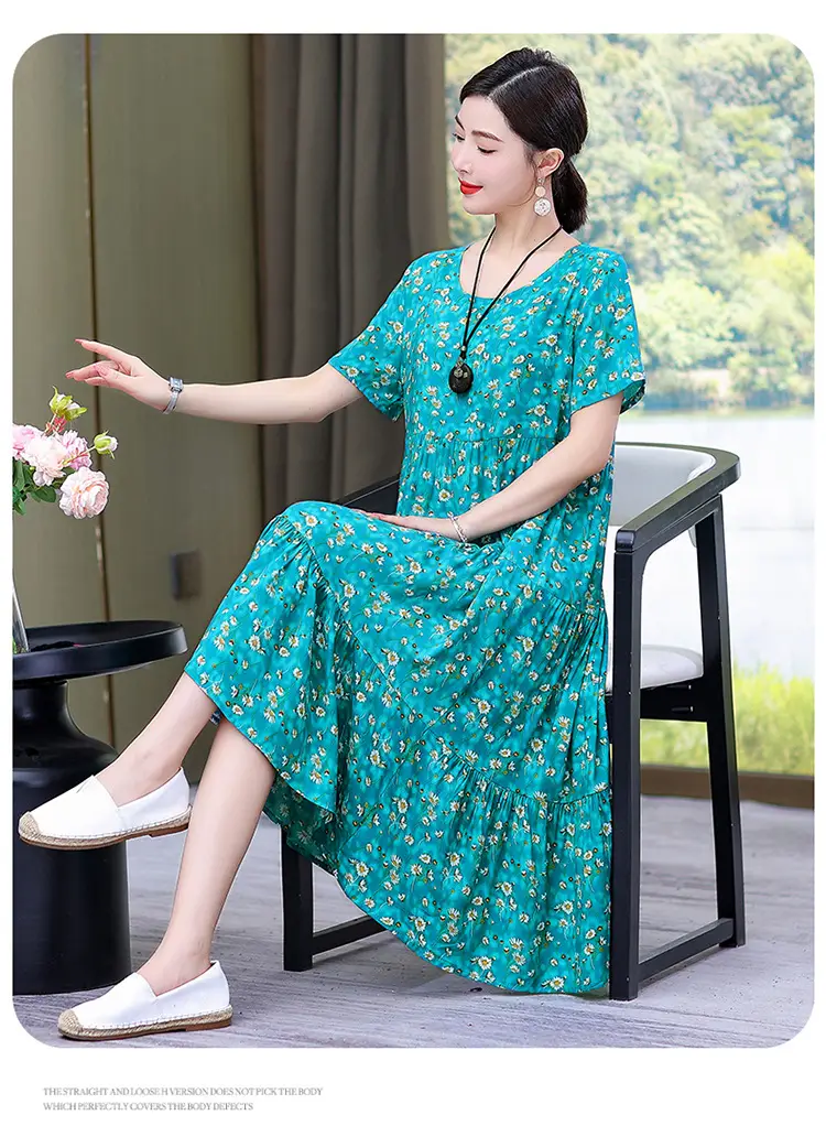Women's Black White Polka Dot Cotton Silk Summer Dress Plus Size — feature 26