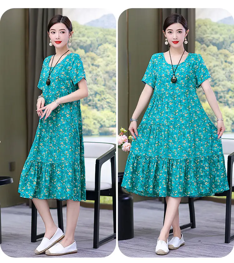 Women's Black White Polka Dot Cotton Silk Summer Dress Plus Size — feature 27