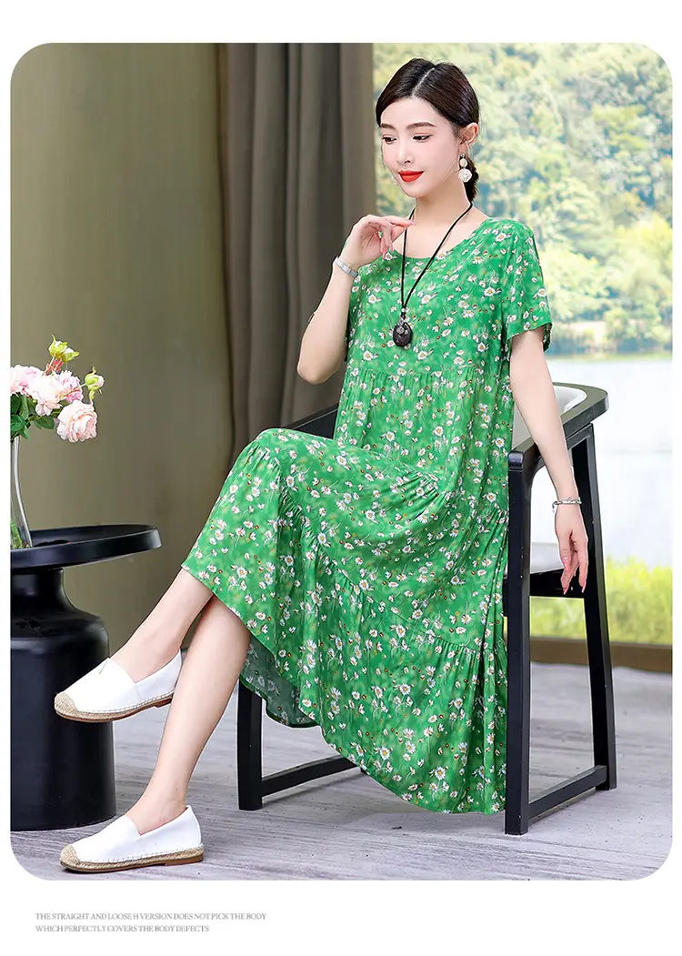 Women's Black White Polka Dot Cotton Silk Summer Dress Plus Size — feature 28