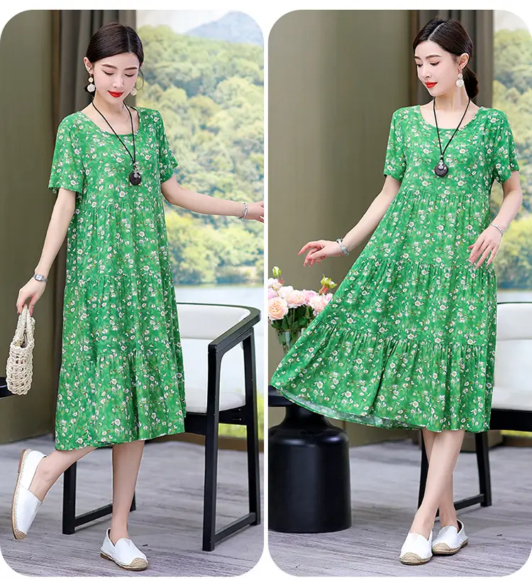 Women's Black White Polka Dot Cotton Silk Summer Dress Plus Size — feature 29