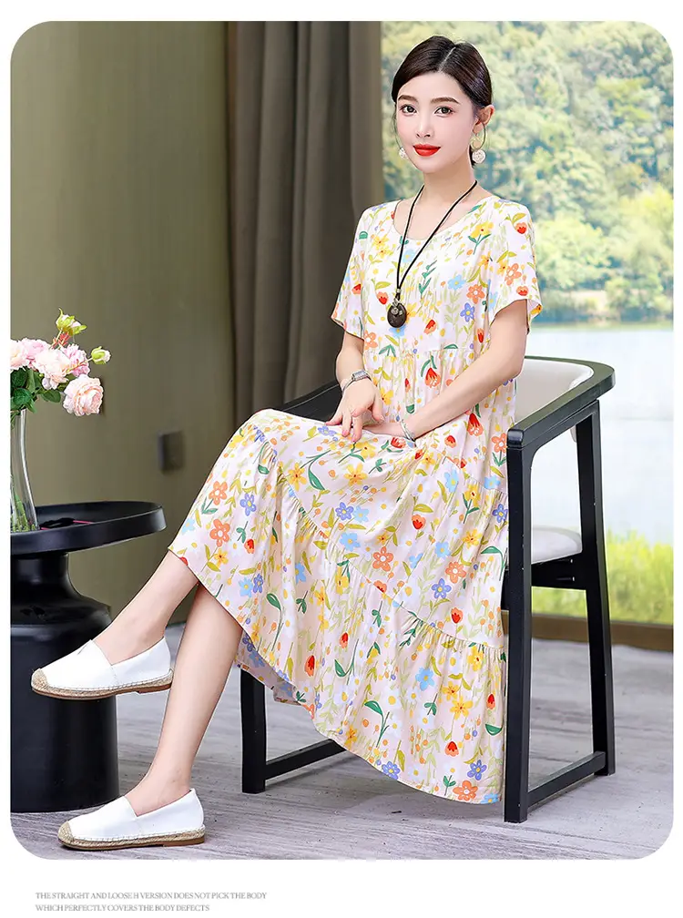 Women's Black White Polka Dot Cotton Silk Summer Dress Plus Size — feature 30