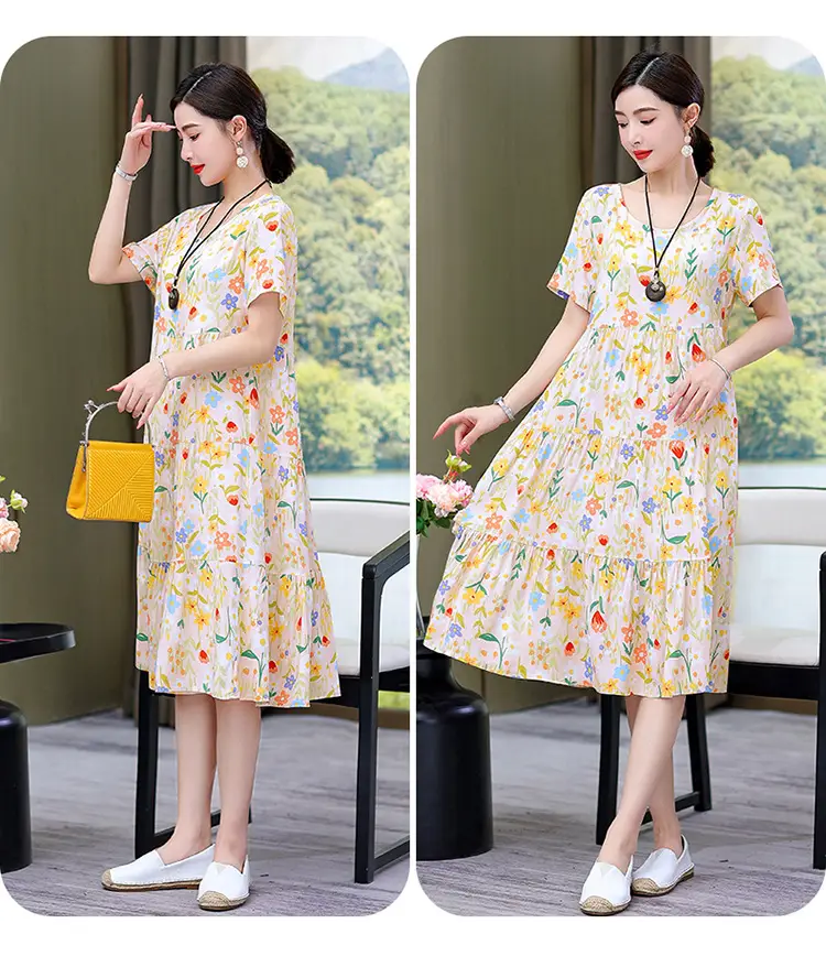 Women's Black White Polka Dot Cotton Silk Summer Dress Plus Size — feature 31