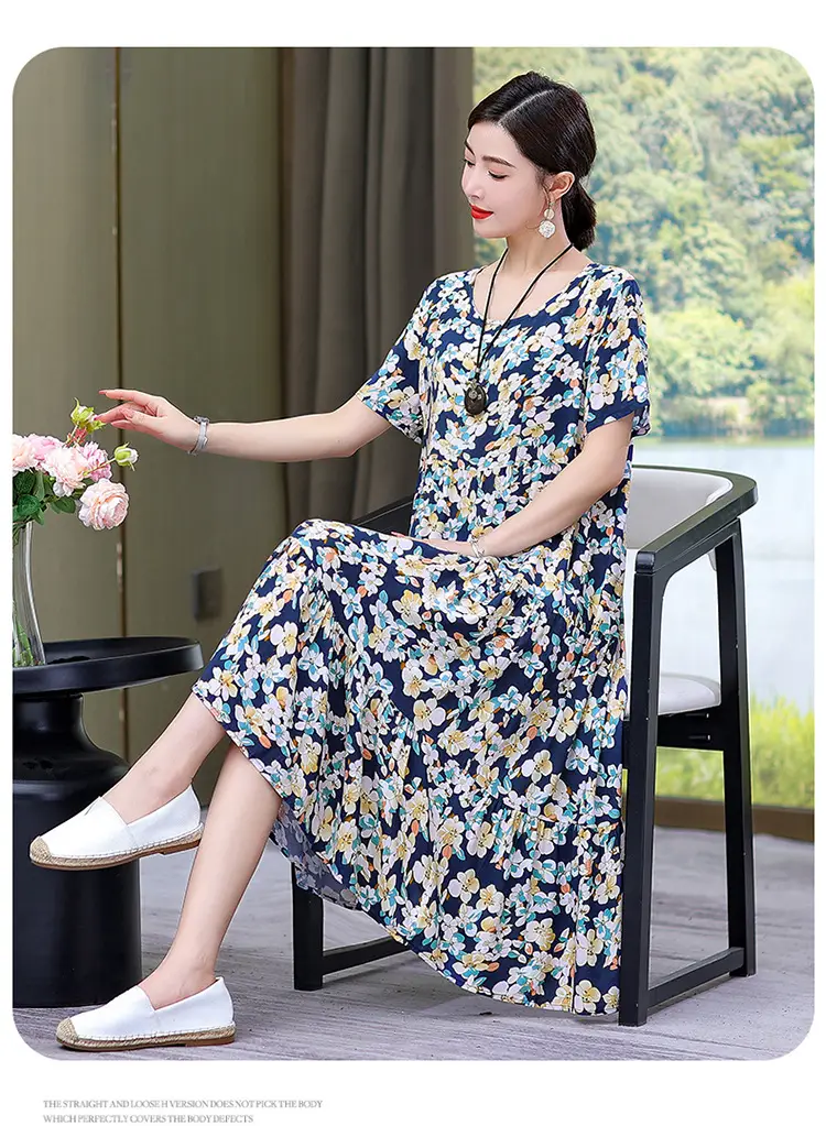Women's Black White Polka Dot Cotton Silk Summer Dress Plus Size — feature 39
