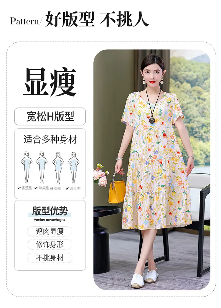 Women's Black White Polka Dot Cotton Silk Summer Dress Plus Size — feature 4