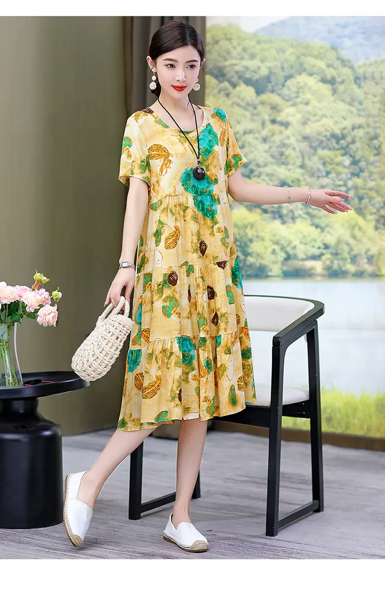 Women's Black White Polka Dot Cotton Silk Summer Dress Plus Size — feature 40