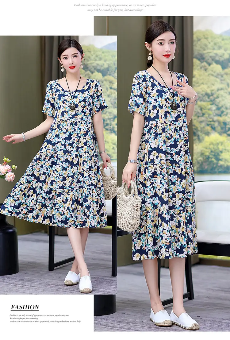 Women's Black White Polka Dot Cotton Silk Summer Dress Plus Size — feature 42