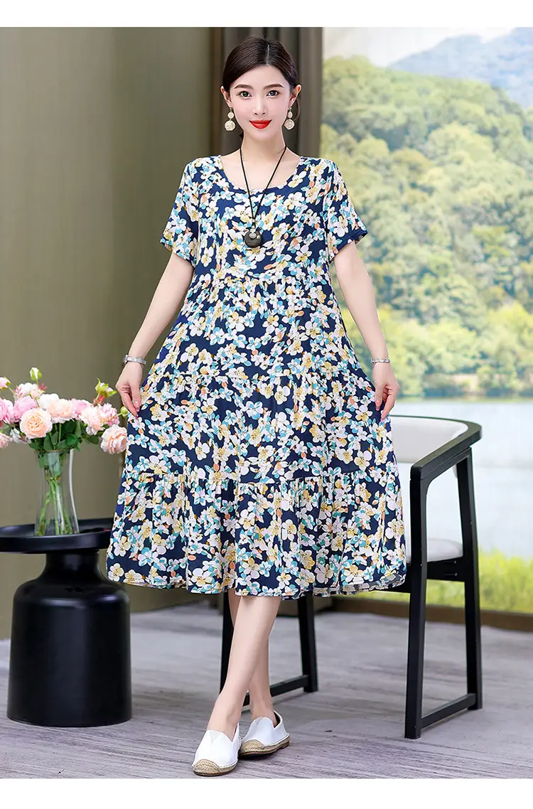 Women's Black White Polka Dot Cotton Silk Summer Dress Plus Size — feature 43