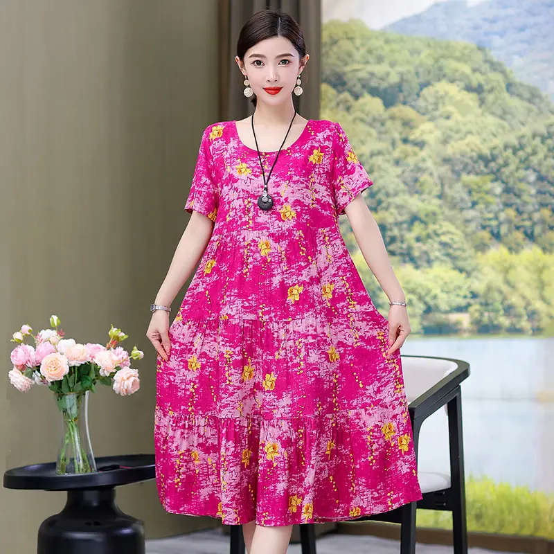 Women's Black White Polka Dot Cotton Silk Summer Dress Plus Size - Image 10
