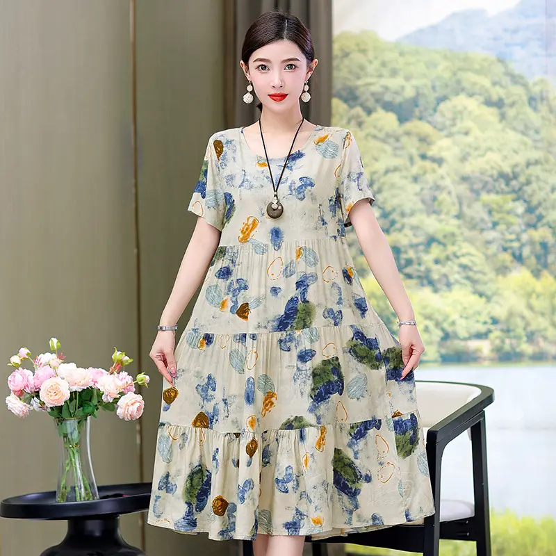 Women's Black White Polka Dot Cotton Silk Summer Dress Plus Size - Image 12