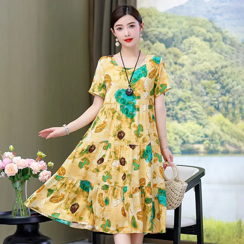 Women's Black White Polka Dot Cotton Silk Summer Dress Plus Size - Image 13
