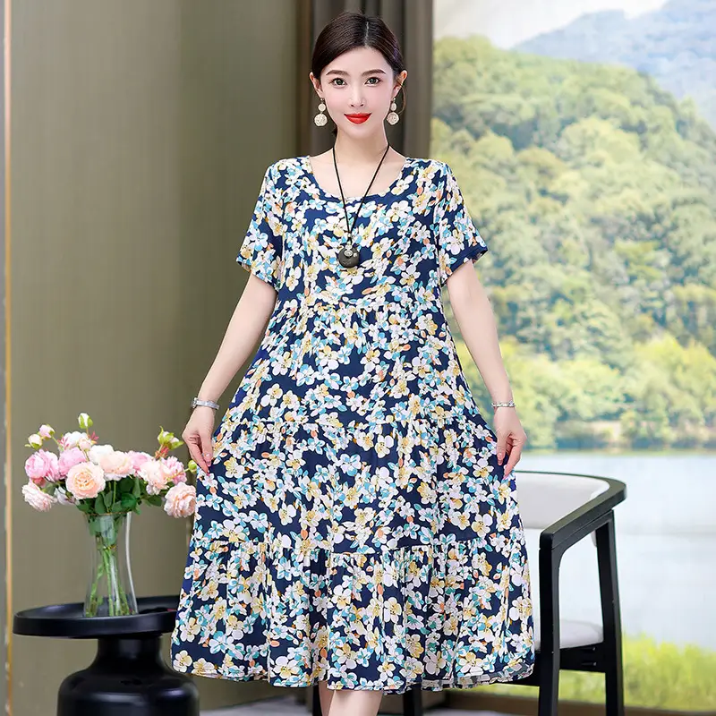 Women's Black White Polka Dot Cotton Silk Summer Dress Plus Size - Image 14