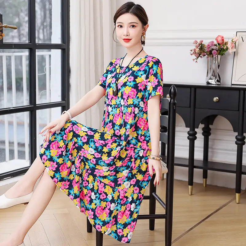 Women's Black White Polka Dot Cotton Silk Summer Dress Plus Size - Image 15