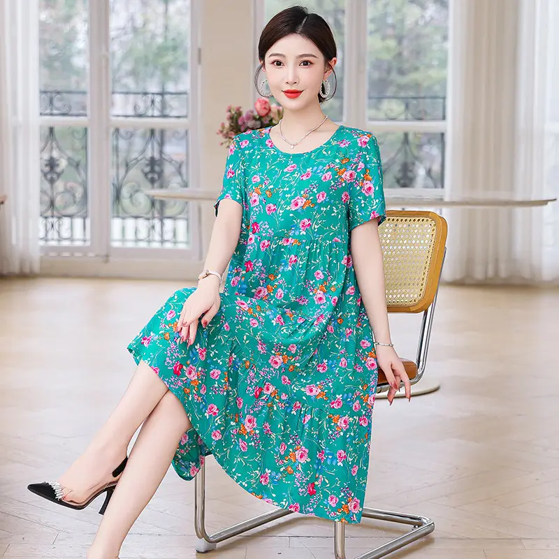 Women's Black White Polka Dot Cotton Silk Summer Dress Plus Size - Image 20