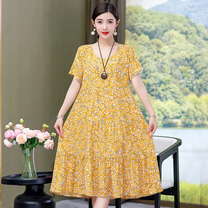 Women's Black White Polka Dot Cotton Silk Summer Dress Plus Size - Image 3