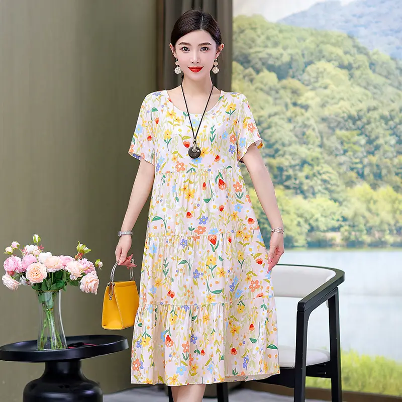 Women's Black White Polka Dot Cotton Silk Summer Dress Plus Size - Image 9