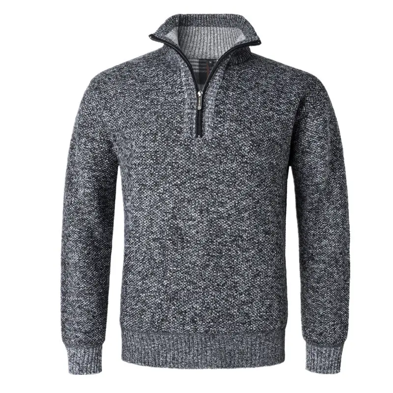 Men Grey Muted Sweater Turtleneck Pullover Winter Warm - Image 2
