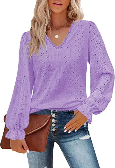 Black V-Neck Long Sleeve T-Shirt for Women - Image 6