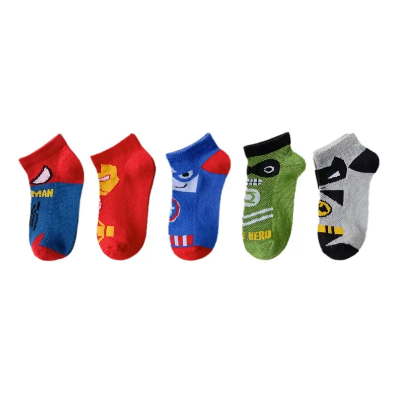 Children's Cartoon Mesh Socks Blue Red 5-Pack