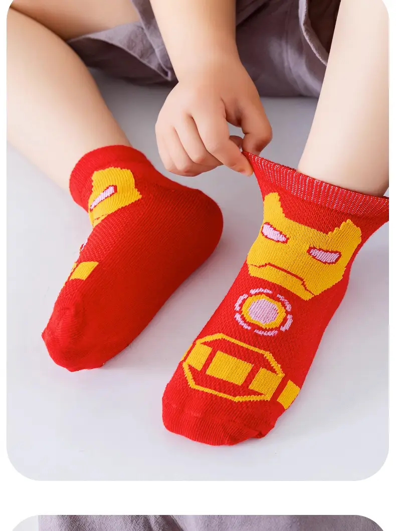 Children's Cartoon Mesh Socks Blue Red 5-Pack — feature 10
