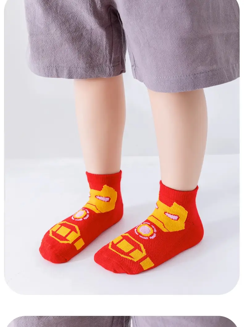 Children's Cartoon Mesh Socks Blue Red 5-Pack — feature 11