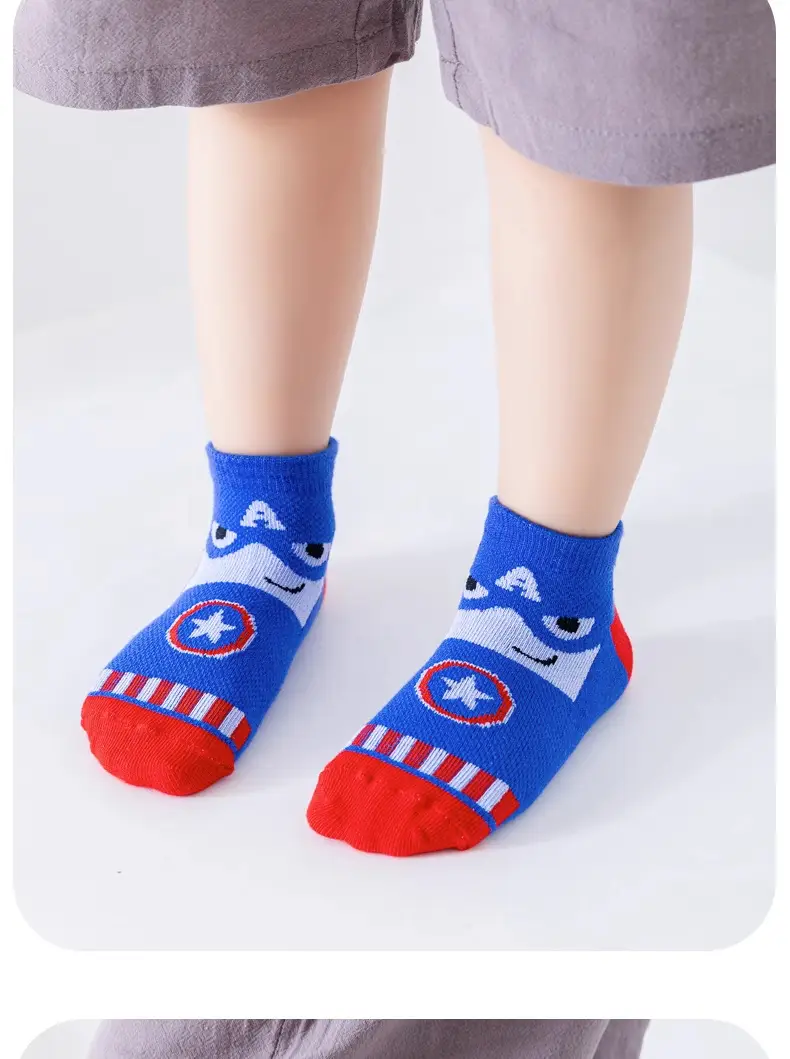 Children's Cartoon Mesh Socks Blue Red 5-Pack — feature 12