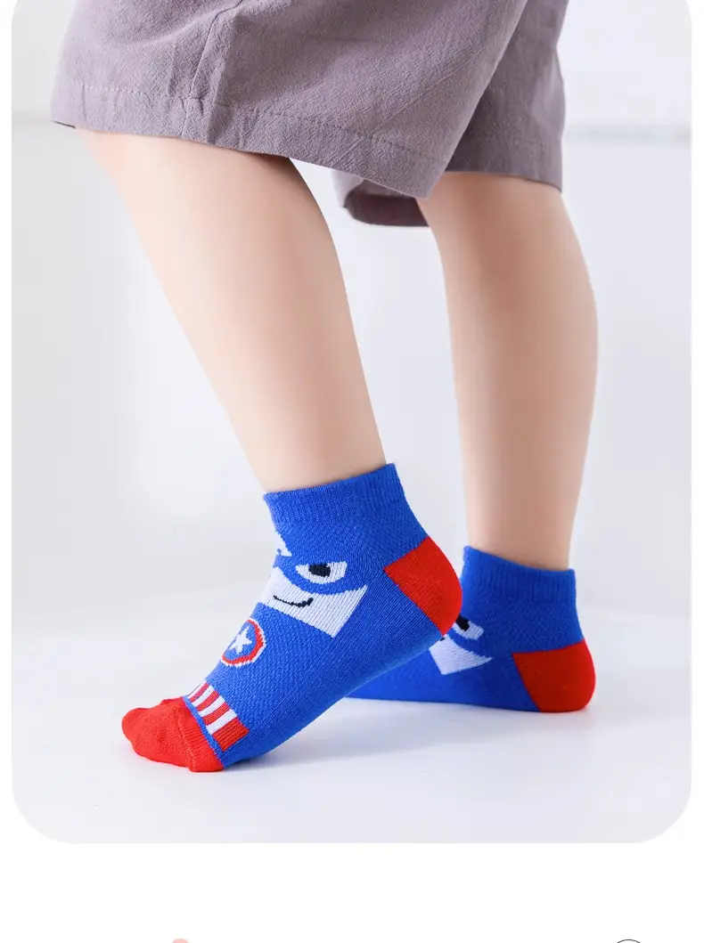 Children's Cartoon Mesh Socks Blue Red 5-Pack — feature 13